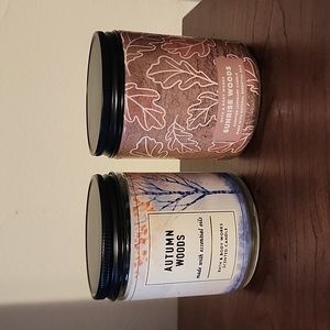 Bath and Body Woods Autumn Woods and Sunrise Woods Single Wick Candle Bundle